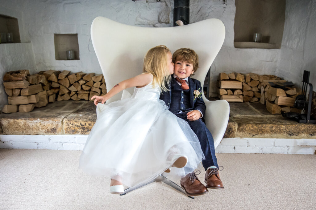 Tiny kiss, boy and girl.