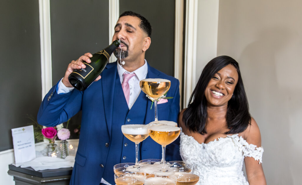 Groom has too much champagne.