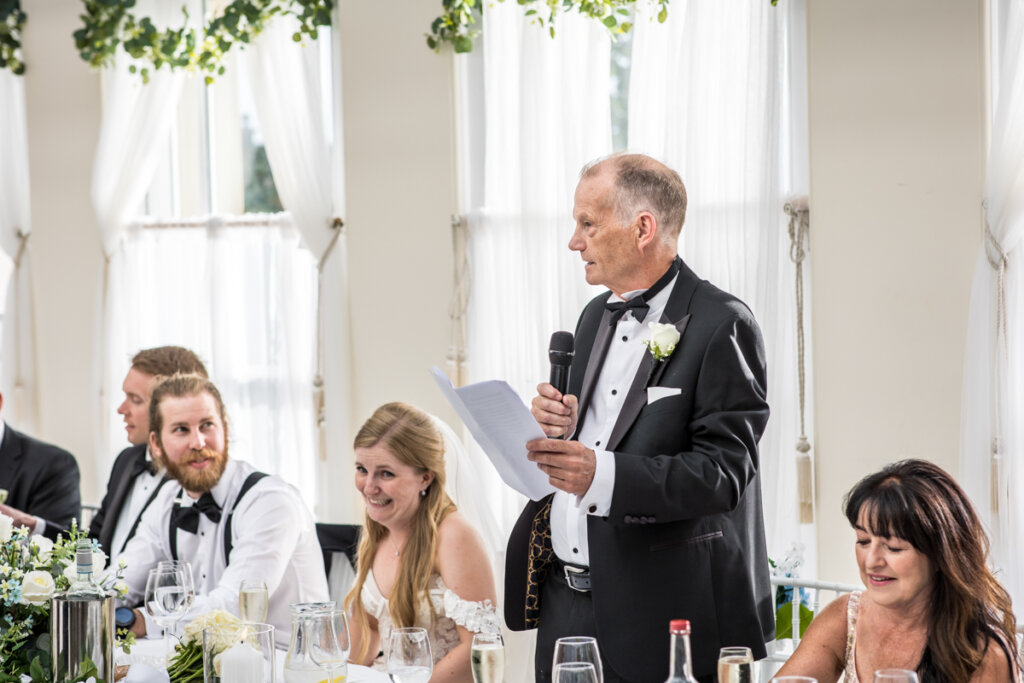 Bride's father, speech, fun, 