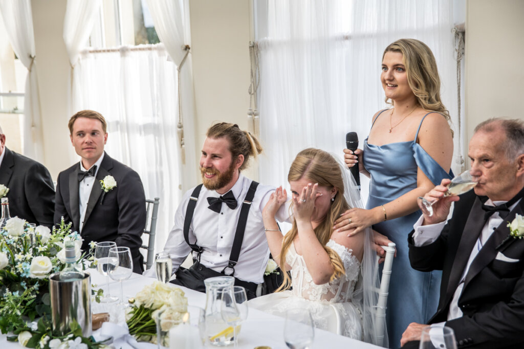 emotion, bride, groom, sister. best woman.wedding, Pembroke Lodge