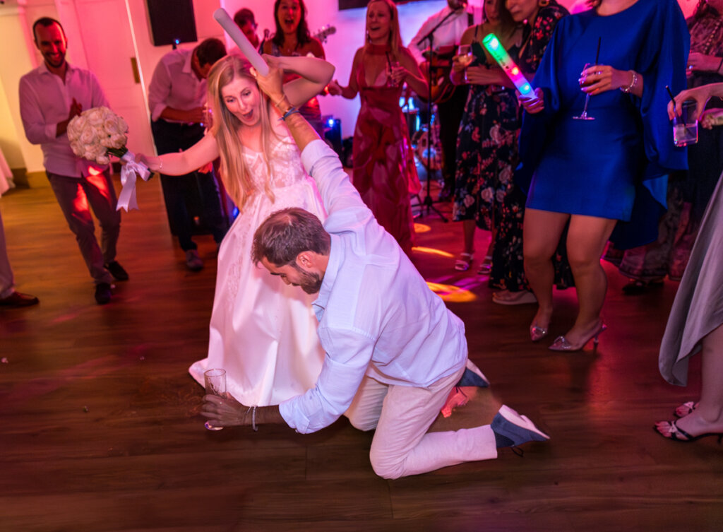 guest. guests, fall, slip, dance, bride, fun, shock