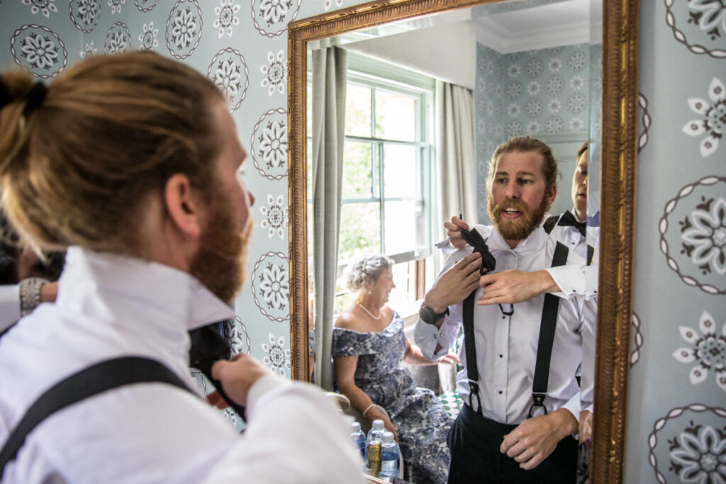 groom, getting ready, checking, tie, 