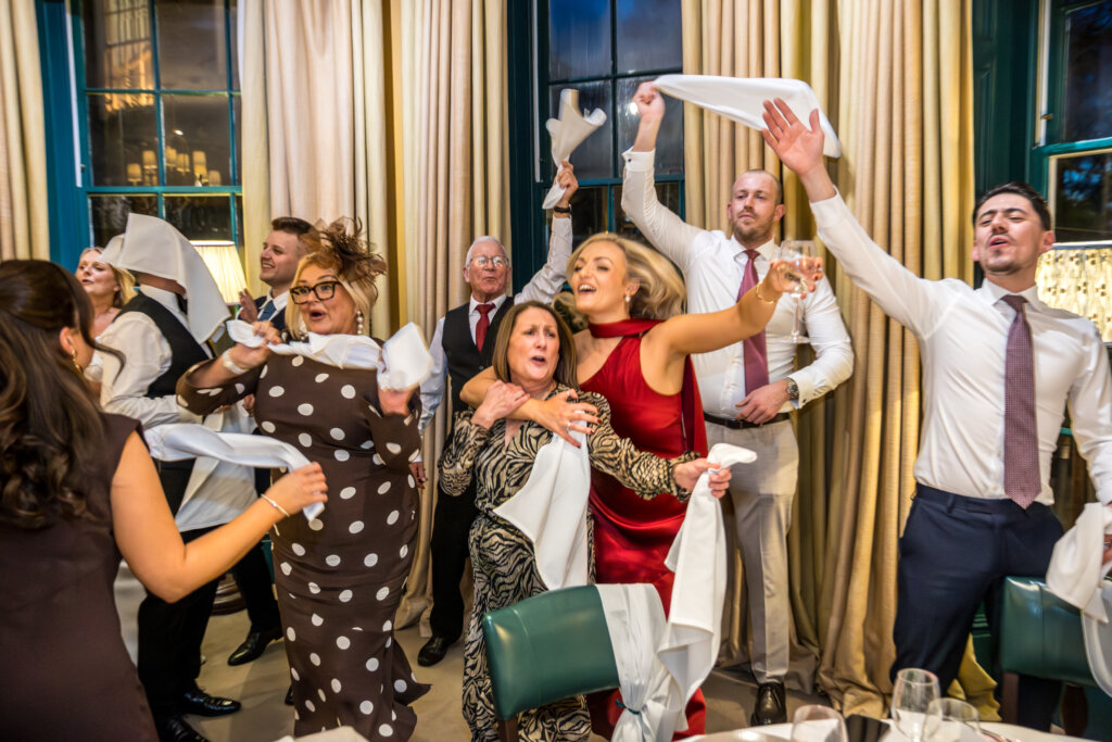 Guests dancing to the music during the wedding breakfast.