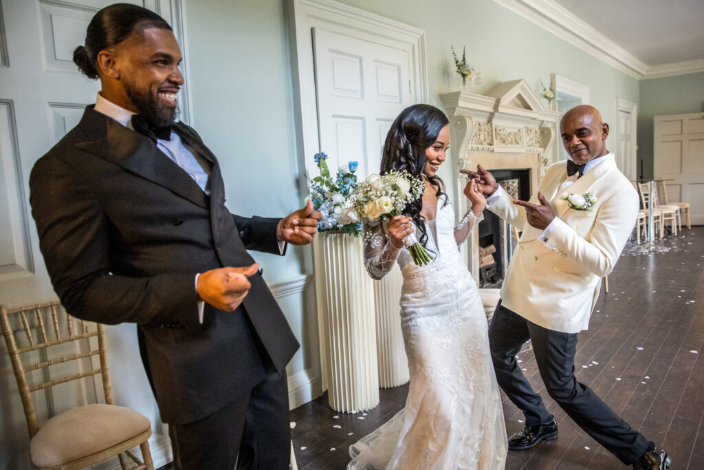 Happy Bride and Groom during the wedding