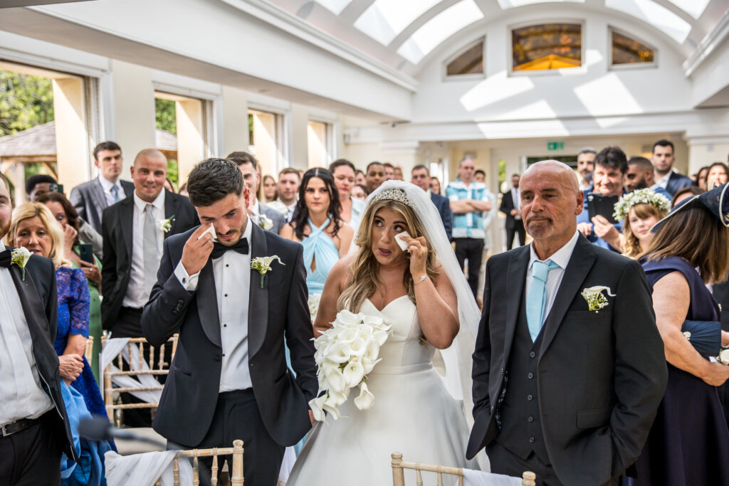 Bride & groom emotions.